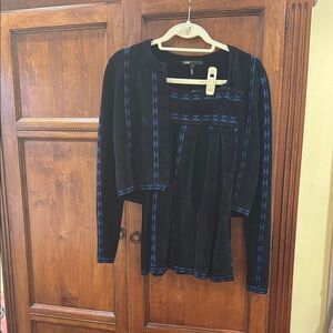 Maje Black and Blue Jacket Skirt Set